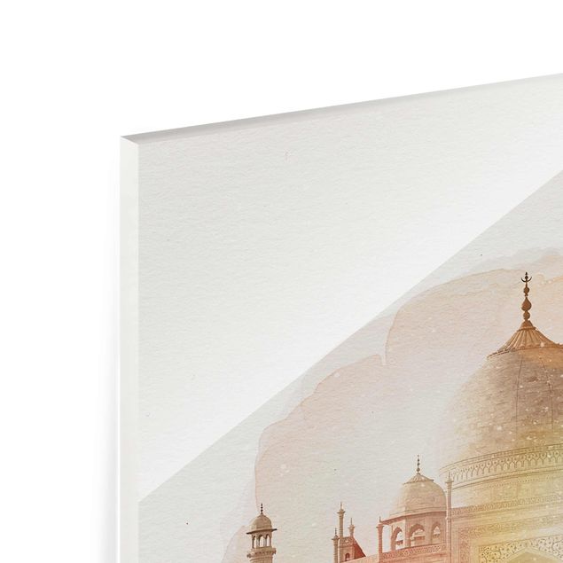 Glas magnettavla WaterColours - Taj Mahal