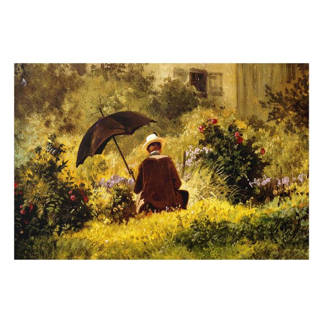 Glasbilleder blomster Carl Spitzweg - The Painter In The Garden