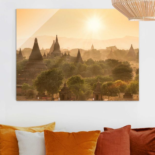Billeder Asien Sun Setting Over Bagan