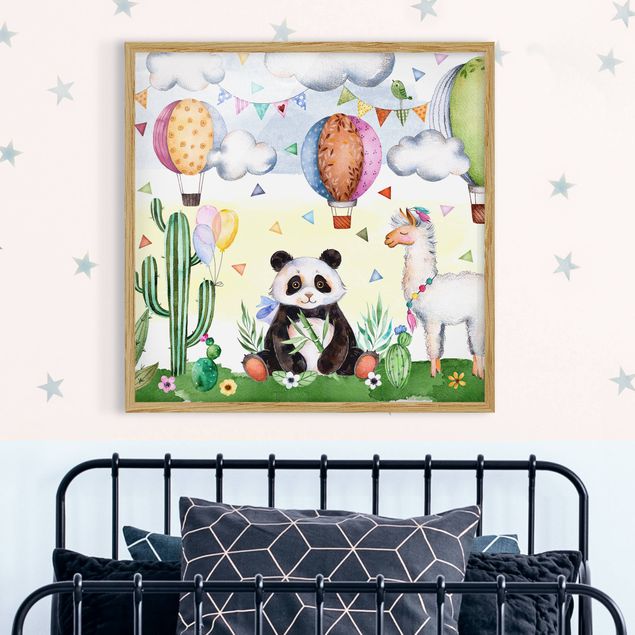 Børneværelse deco Panda And Lama Watercolour