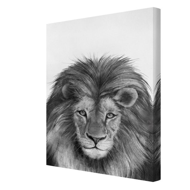 Billeder på lærred kunsttryk Illustration Lion Monochrome Painting