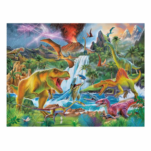 Billeder farvet Dinosaurs In A Prehistoric Storm