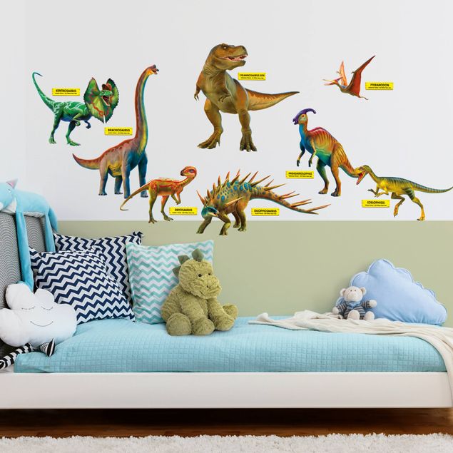 Wallstickers dyr Dinosaur set with name badges