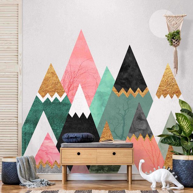 Børneværelse deco Triangular Mountains With Gold Tips