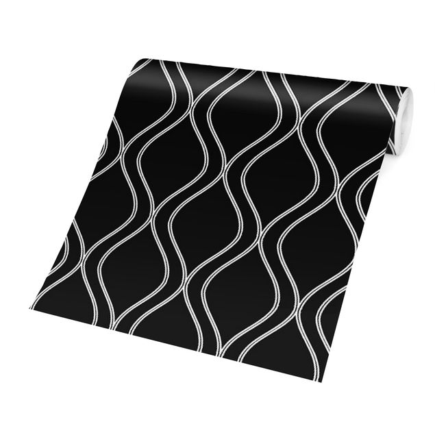 Vintage tapet Dark Retro Pattern With Grey Waves