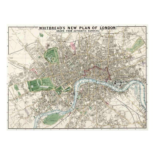 Glasbilleder arkitektur og skyline Vintage Map London