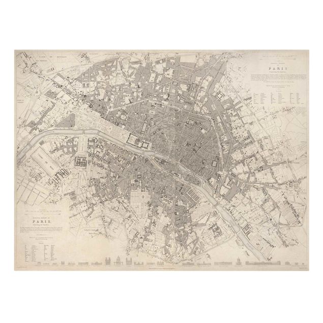 Billeder arkitektur og skyline Vintage Map Paris