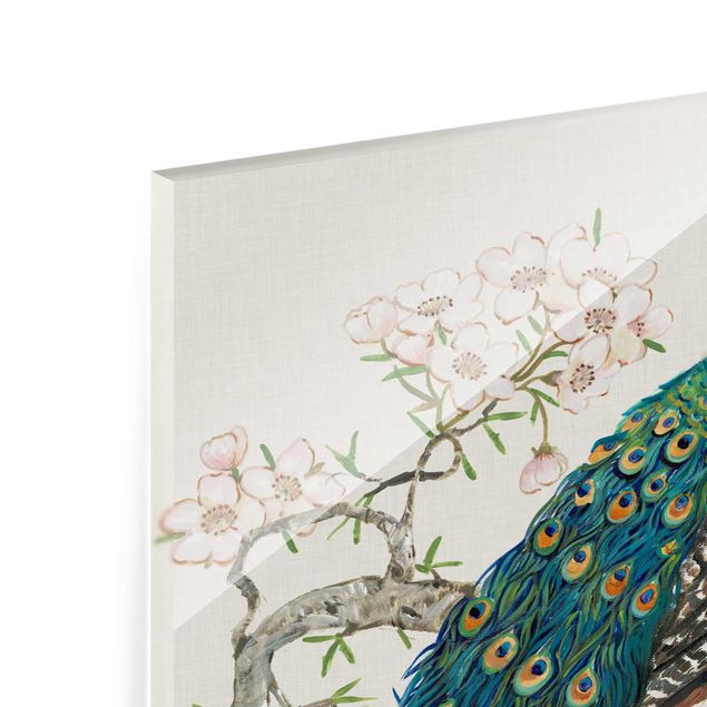 Billeder blomster Vintage Peacock With Cherry Blossoms