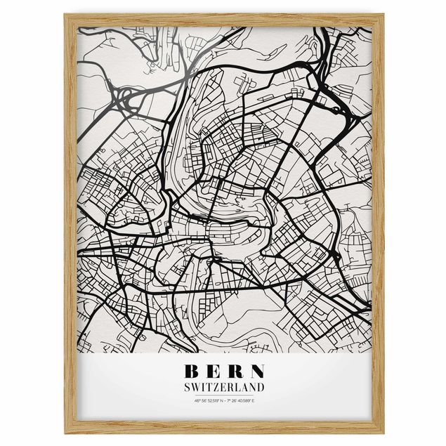 Indrammede plakater ordsprog Bern City Map - Classical
