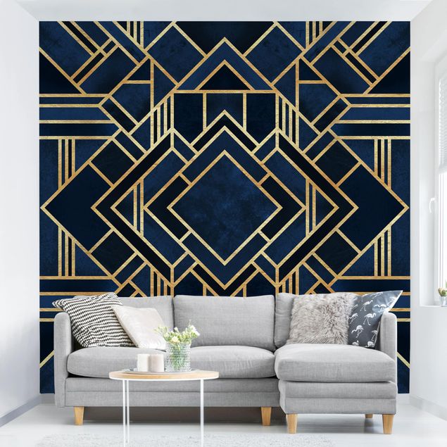 Tapet geometrisk Art Deco Gold