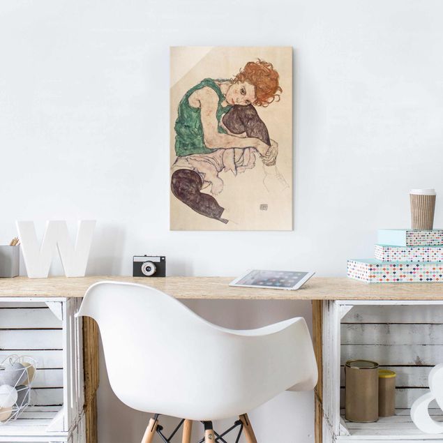 køkken dekorationer Egon Schiele - Sitting Woman With A Knee Up