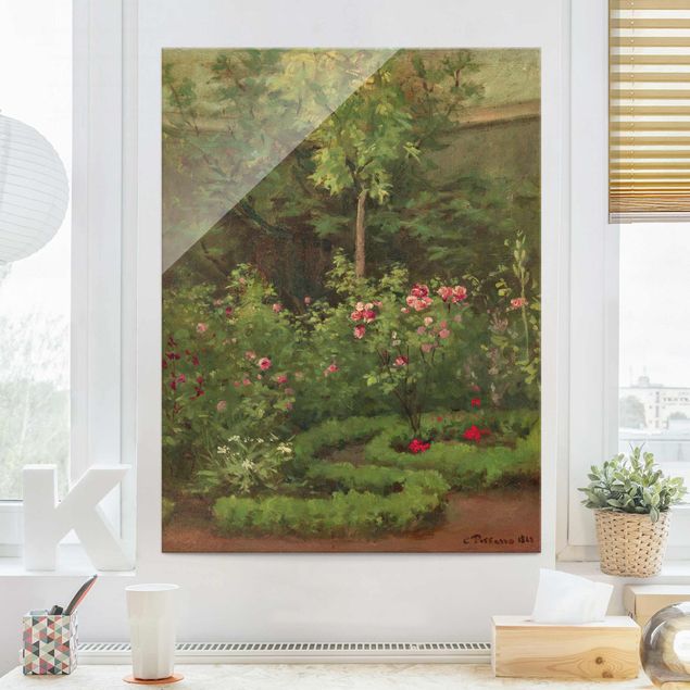 Glasbilleder landskaber Camille Pissarro - A Rose Garden