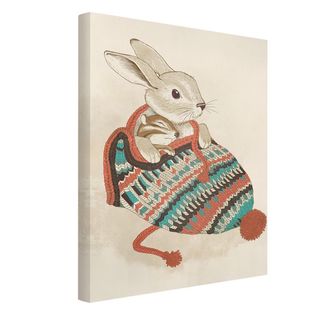 Billeder kunsttryk Illustration Cuddly Santander Rabbit In Hat