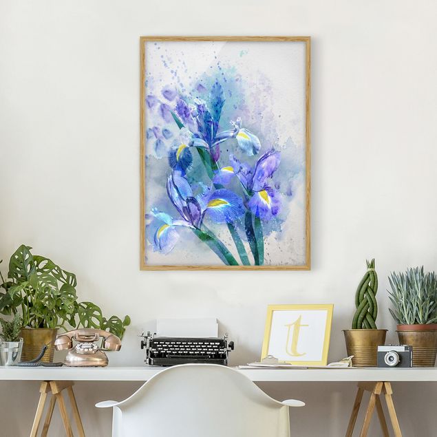 Indrammede plakater blomster Watercolour Flowers Iris