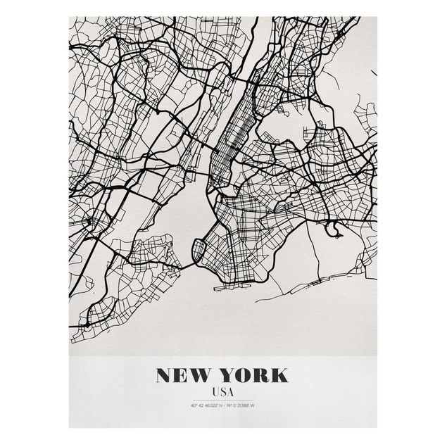 Billeder på lærred verdenskort New York City Map - Classic