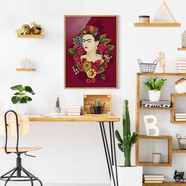 Indrammede plakater blomster Frida Kahlo - Roses