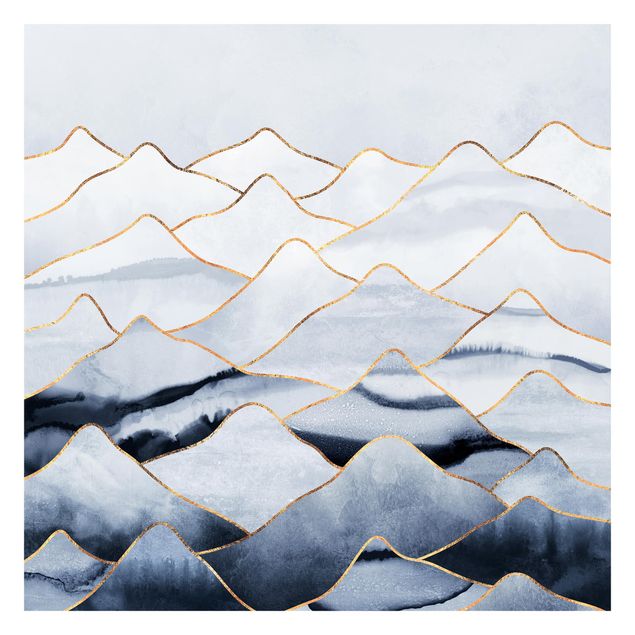 Fototapet landskaber Watercolour Mountains White Gold
