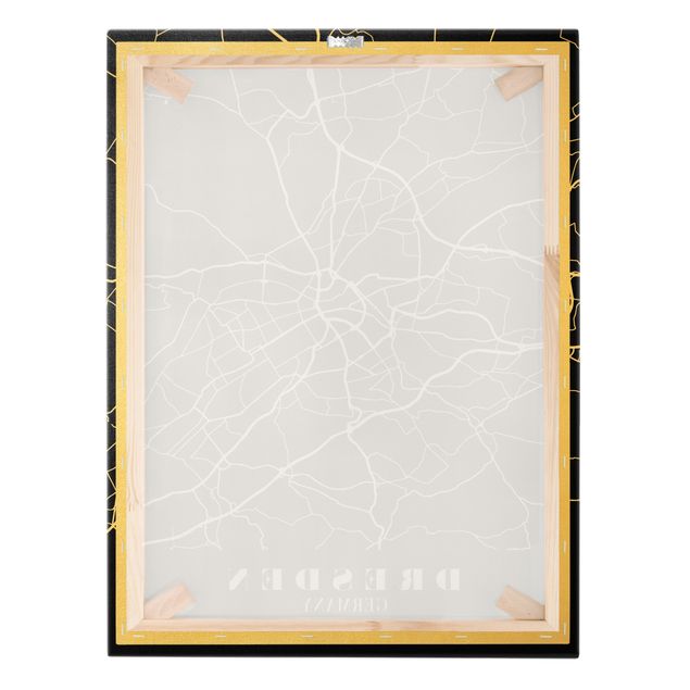Billeder på lærred Dresden City Map - Classic Black