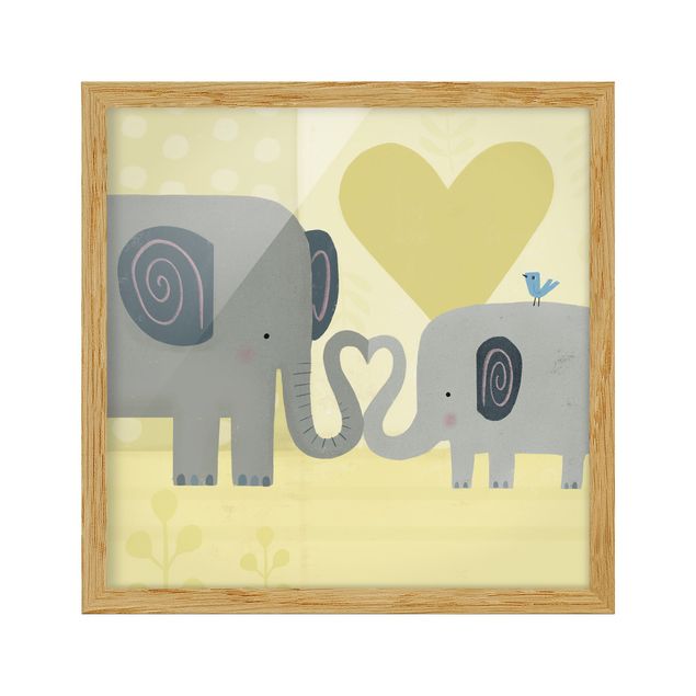 Indrammede plakater dyr Mum And I - Elephants