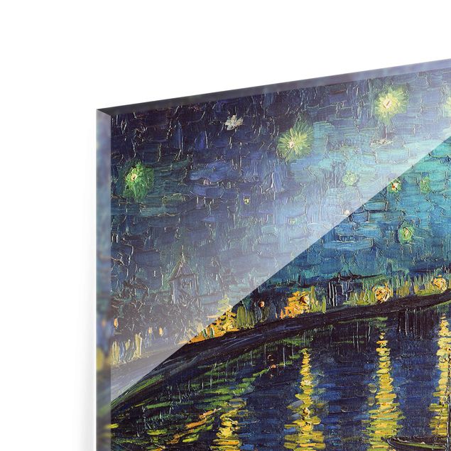 Glasbilleder arkitektur og skyline Vincent Van Gogh - Starry Night Over The Rhone