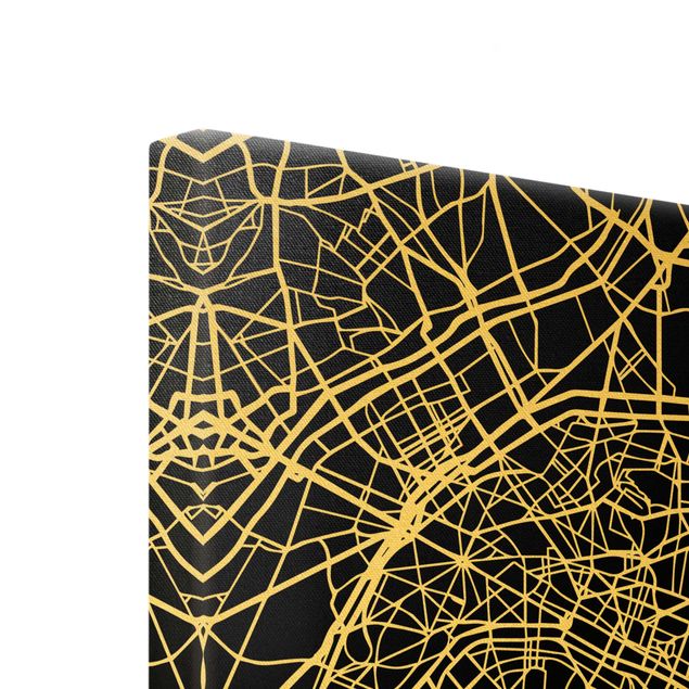 Billeder på lærred guld Paris City Map - Classic Black