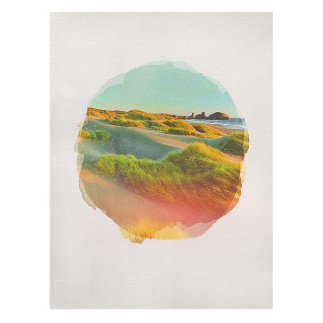 Billeder bjerge WaterColours - Dunes And Grasses At The Sea