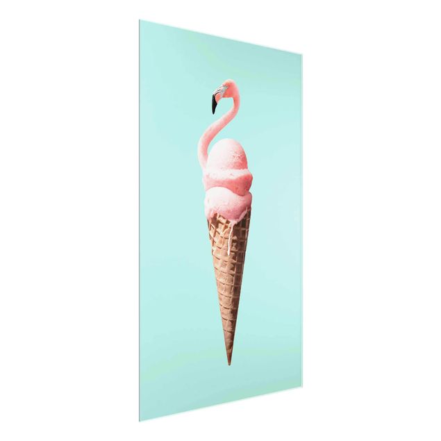 Billeder kunsttryk Ice Cream Cone With Flamingo
