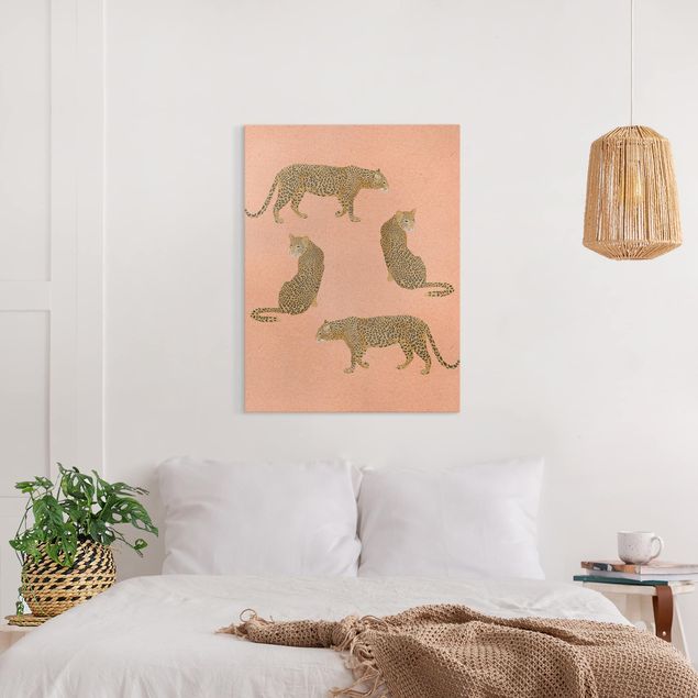 Billeder på lærred tiger Illustration Leopard Pink Painting