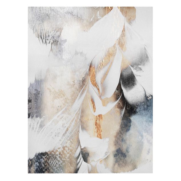 Billeder Elisabeth Fredriksson Golden Abstract Winter Painting