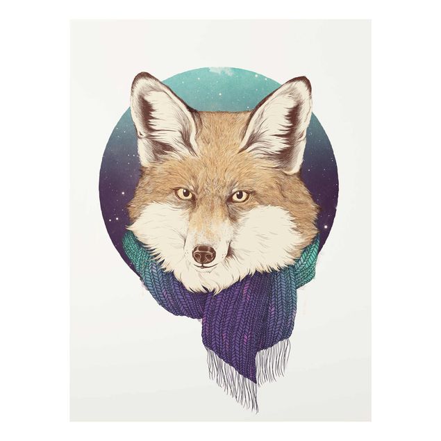 Billeder moderne Illustration Fox Moon Purple Turquoise