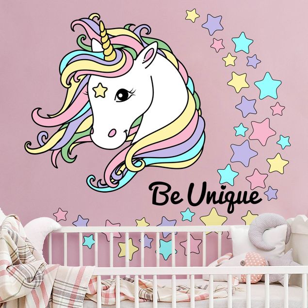 Børneværelse deco Unicorn illustration Be unique pastel