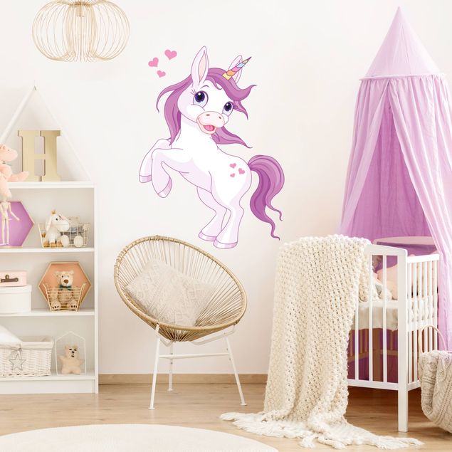 Wallstickers kære Unicorn with hearts
