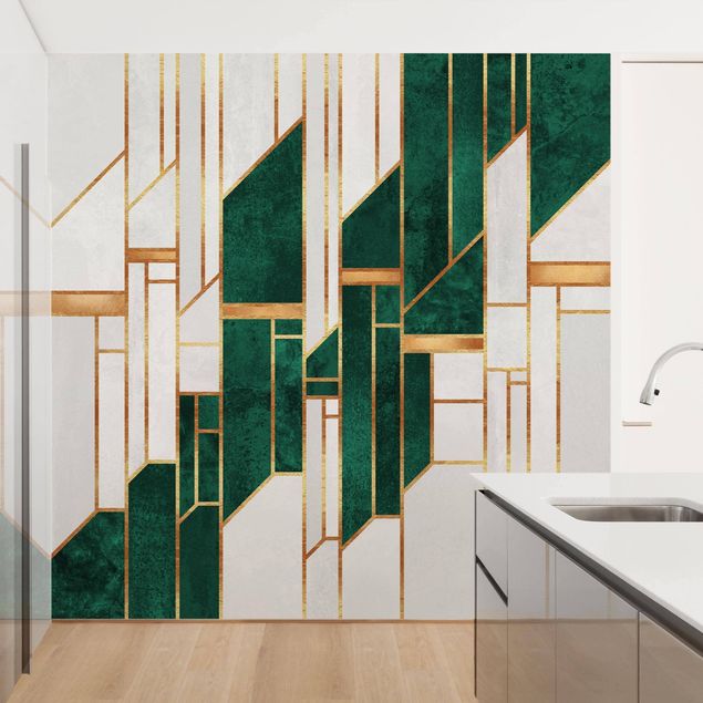 Tapet moderne Emerald And gold Geometry