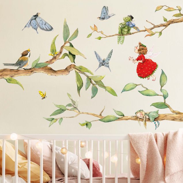 Wallstickers feer Strawberries strawberry fairy - with tree fairy and years