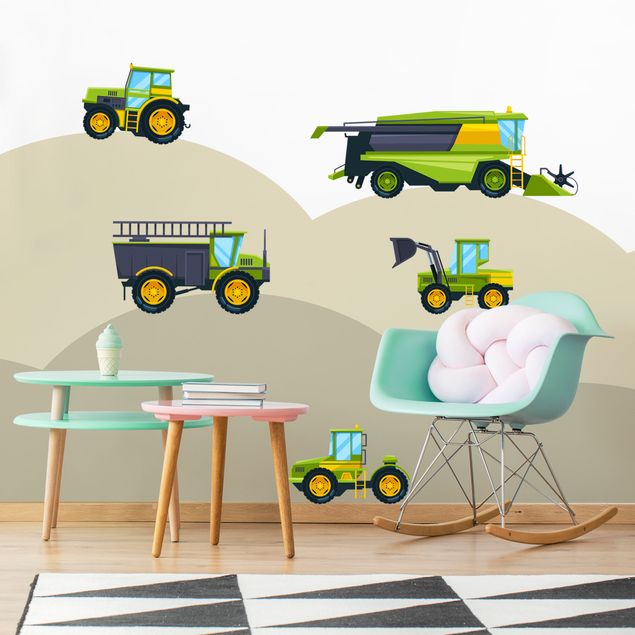 Wallstickers byggeplads Harvester, tractor and co