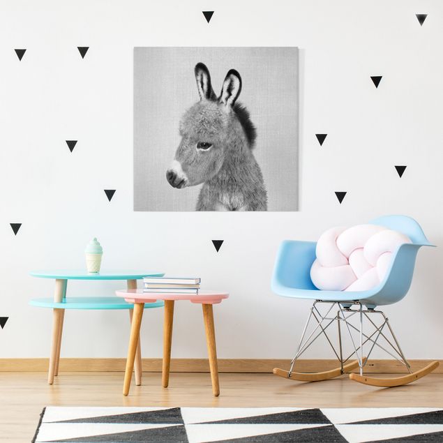 Billeder på lærred sort og hvid Donkey Ernesto Black And White