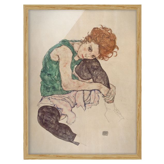 Billeder kunsttryk Egon Schiele - Sitting Woman With A Knee Up