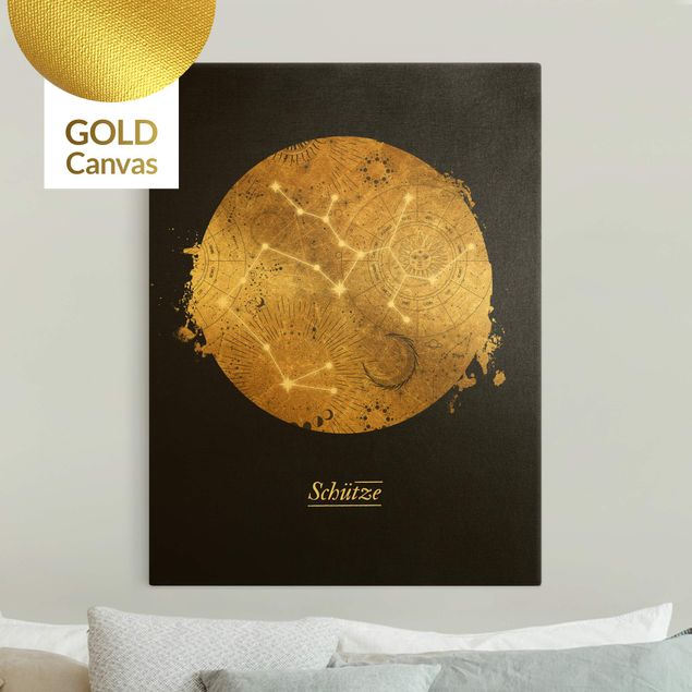 Billeder moderne Zodiac Sign Sagittarius Gray Gold
