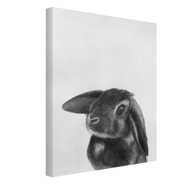 Billeder på lærred kunsttryk Illustration Rabbit Black And White Drawing
