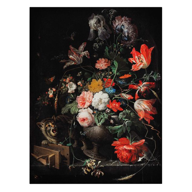 Billeder på lærred blomster Abraham Mignon - The Overturned Bouquet