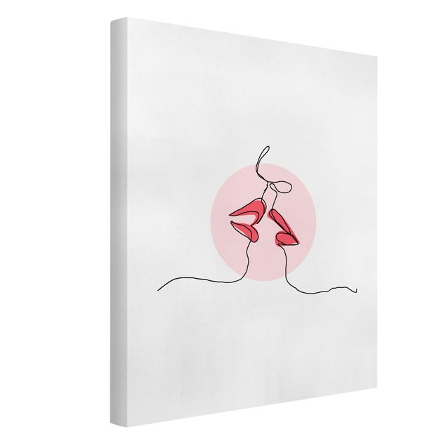 Billeder på lærred abstrakt Lips Kiss Line Art