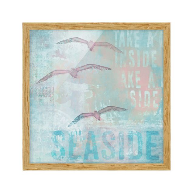 Indrammede plakater dyr Shabby Chic Collage - Seagulls