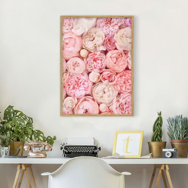Indrammede plakater blomster Roses Rosé Coral Shabby