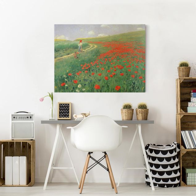 køkken dekorationer Pál Szinyei-Merse - Summer Landscape With A Blossoming Poppy