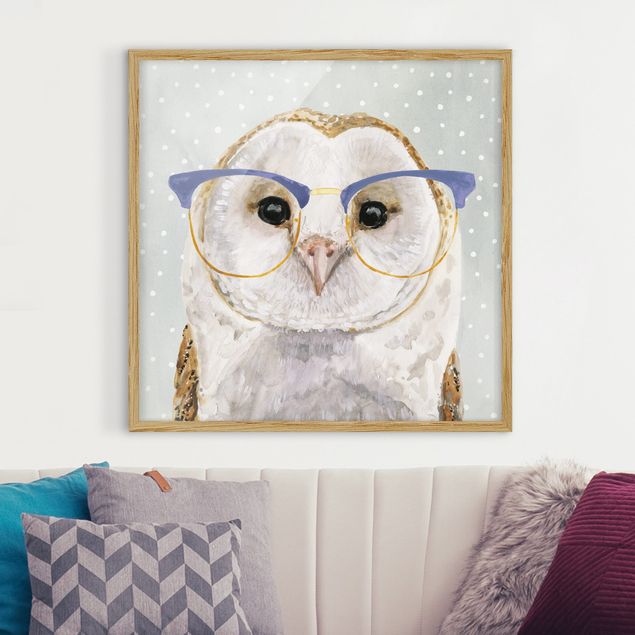 Indrammede plakater dyr Animals With Glasses - Owl