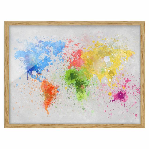 Billeder moderne Colourful Splodges World Map