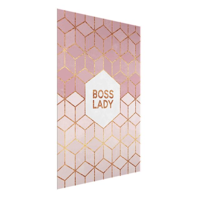 Glasbilleder abstrakt Boss Lady Hexagons Pink