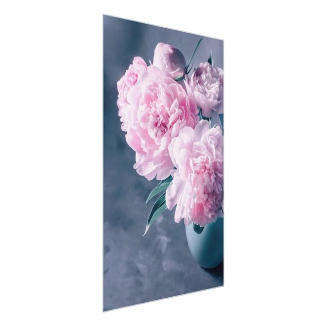Glasbilleder blomster Vase With Light Pink Peony Shabby