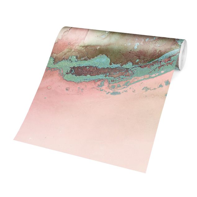 Industriel tapet Colour Experiments Marble Light Pink And Turquoise