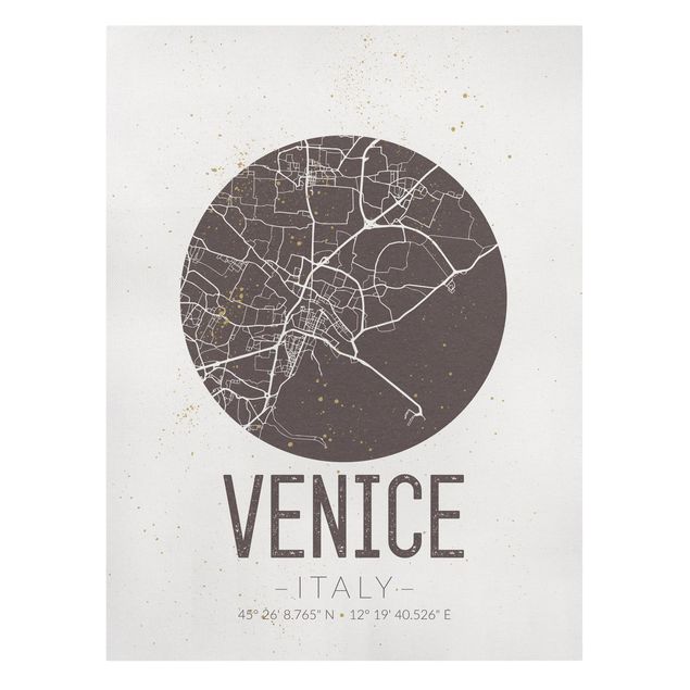 Billeder verdenskort Venice City Map - Retro